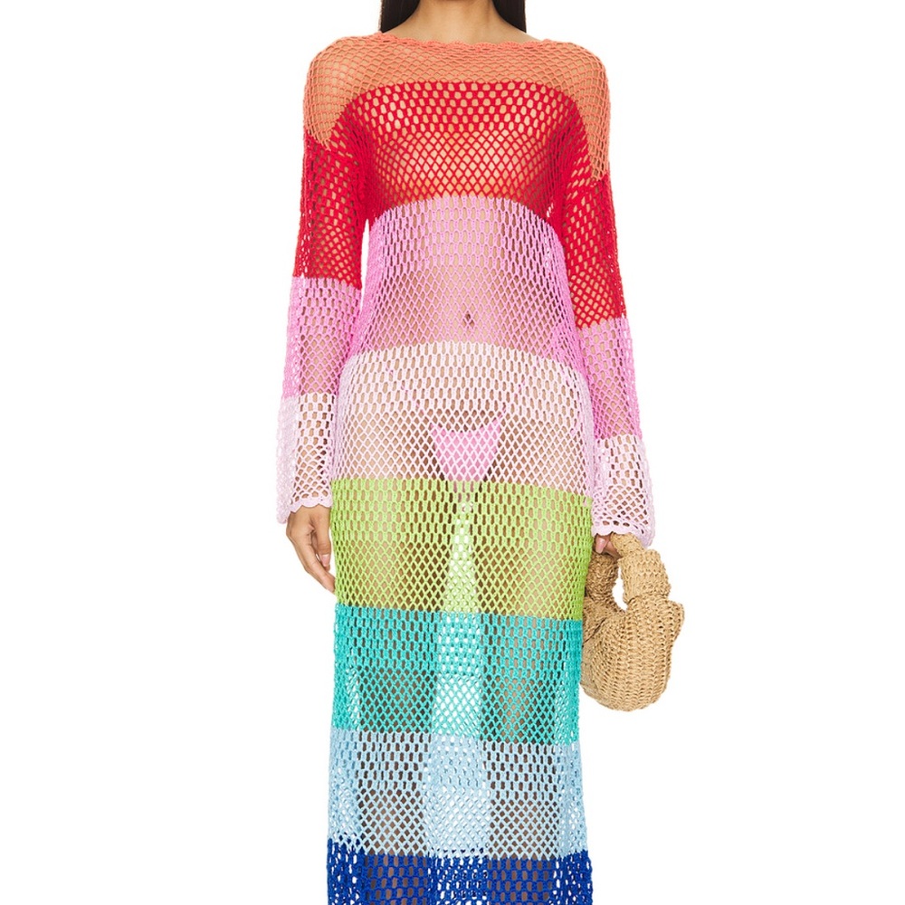 Colorful Mesh Maxi Dress